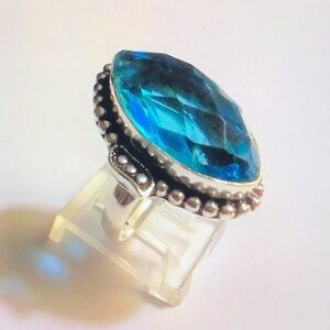 Blue Topaz Stamped 925 Sterling Silver Ring